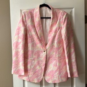 Medium SHEIN Tie Dye Shawl Collar Single Button Blazer
